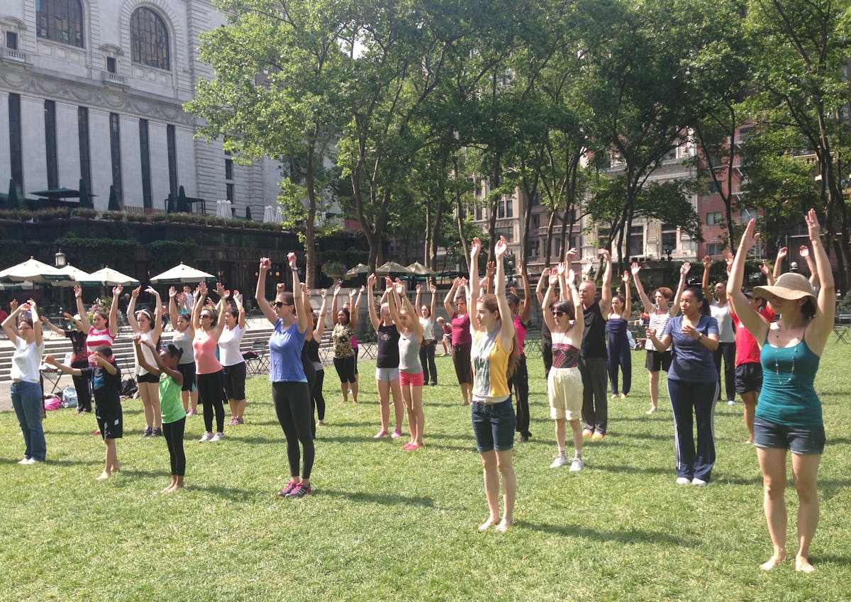 Dance group teaching in Bryant Park