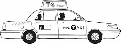 line drawing of new york taxi cab