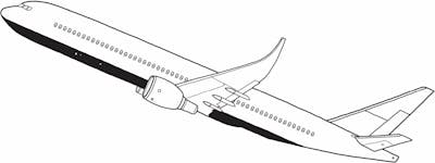 line drawing of airplane ascending