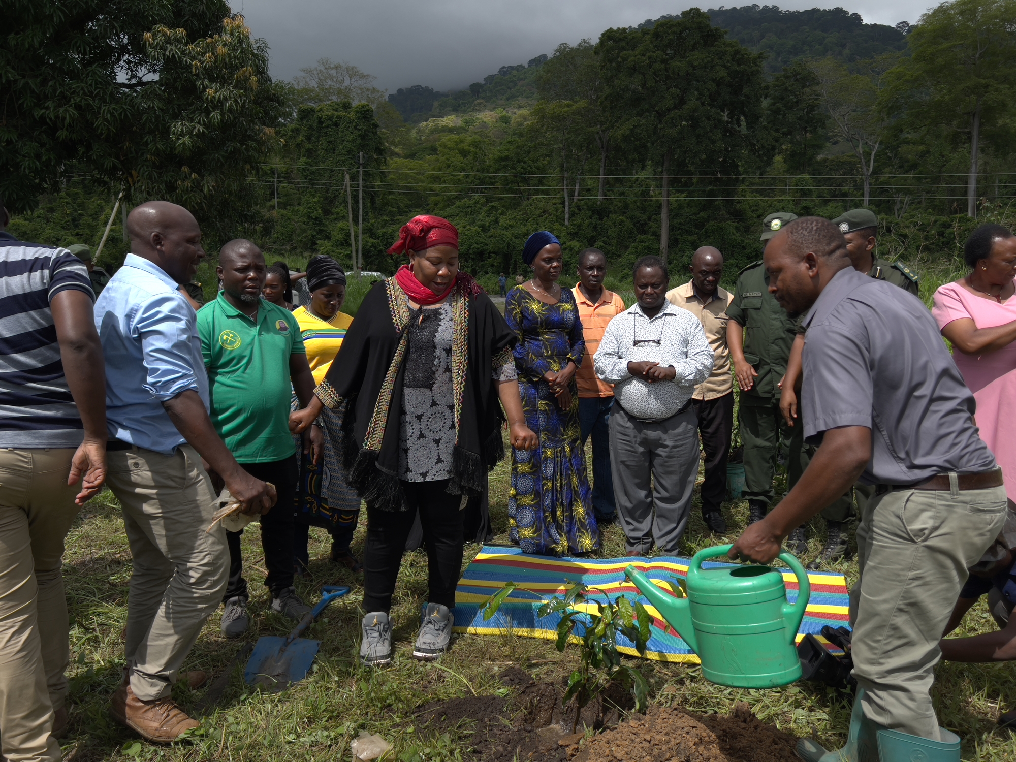 Regional Commissioner of Morogoro planting first tree in the Kilombero Elephant Corridor. Photo credit: STEP