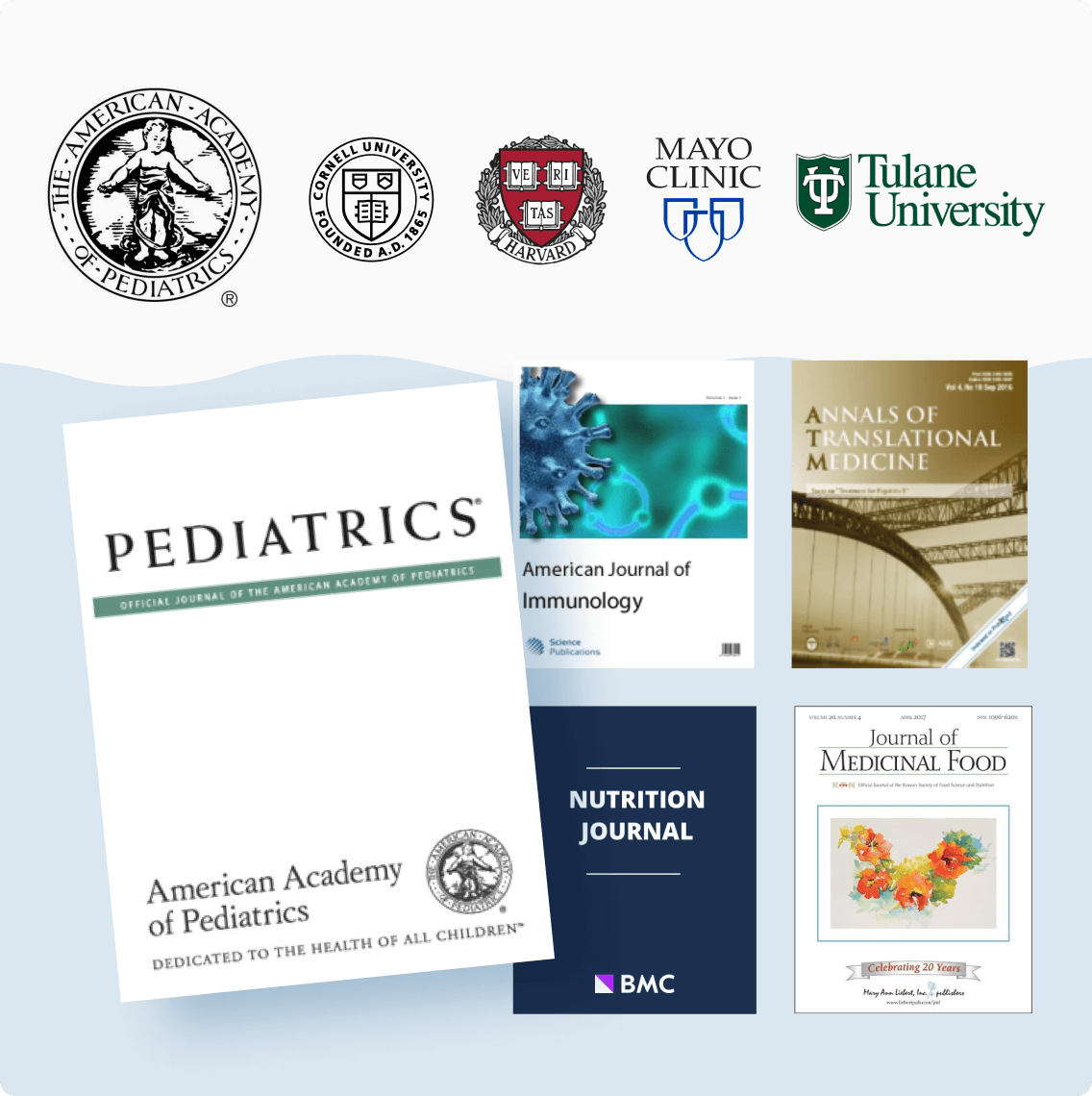 logos and images of universities and hospitals