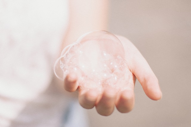 bubble close up in the hand