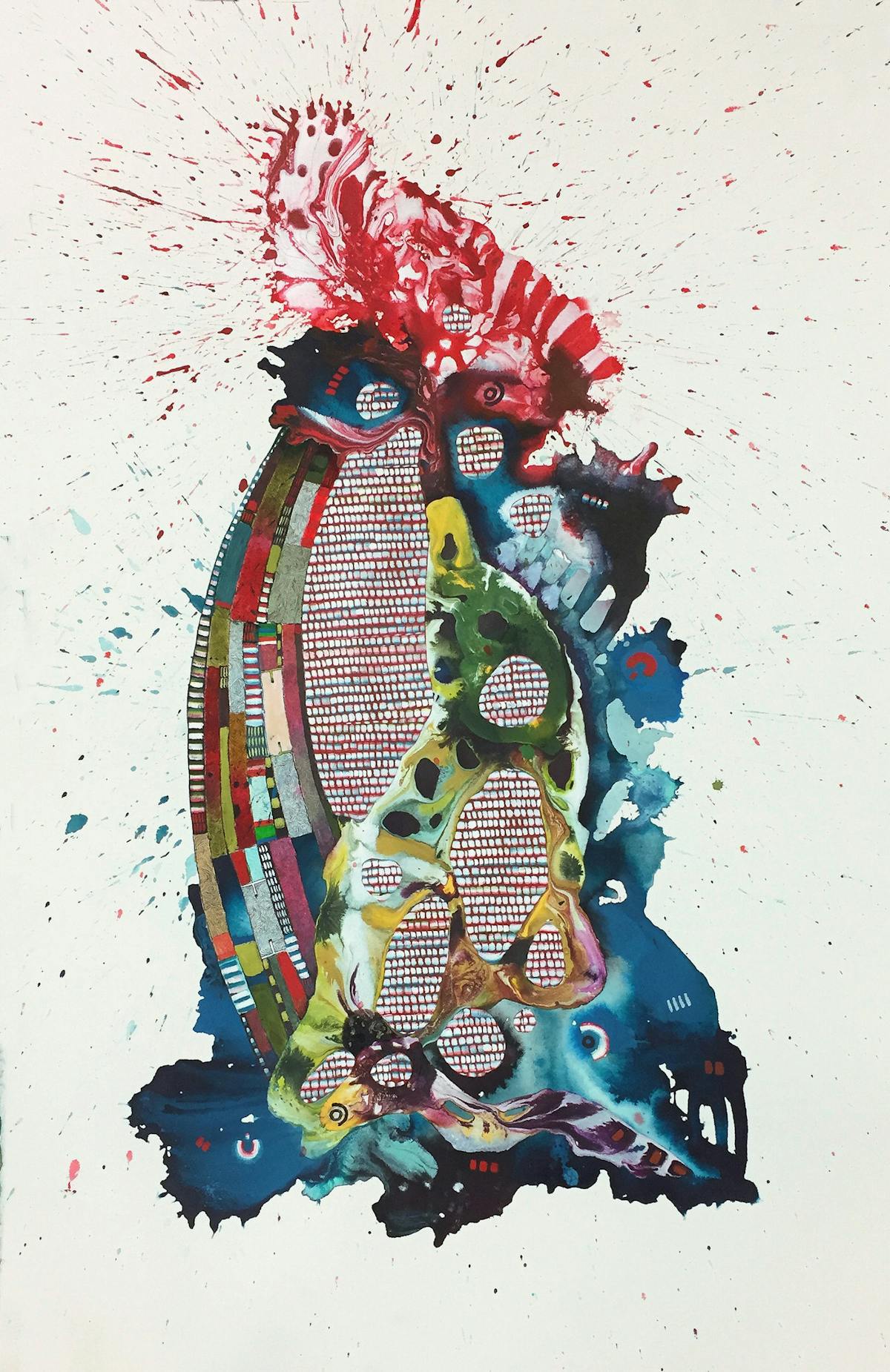 Hat in a Dream | Oil and mixed media on paper | 40 x 26 inches | 2016