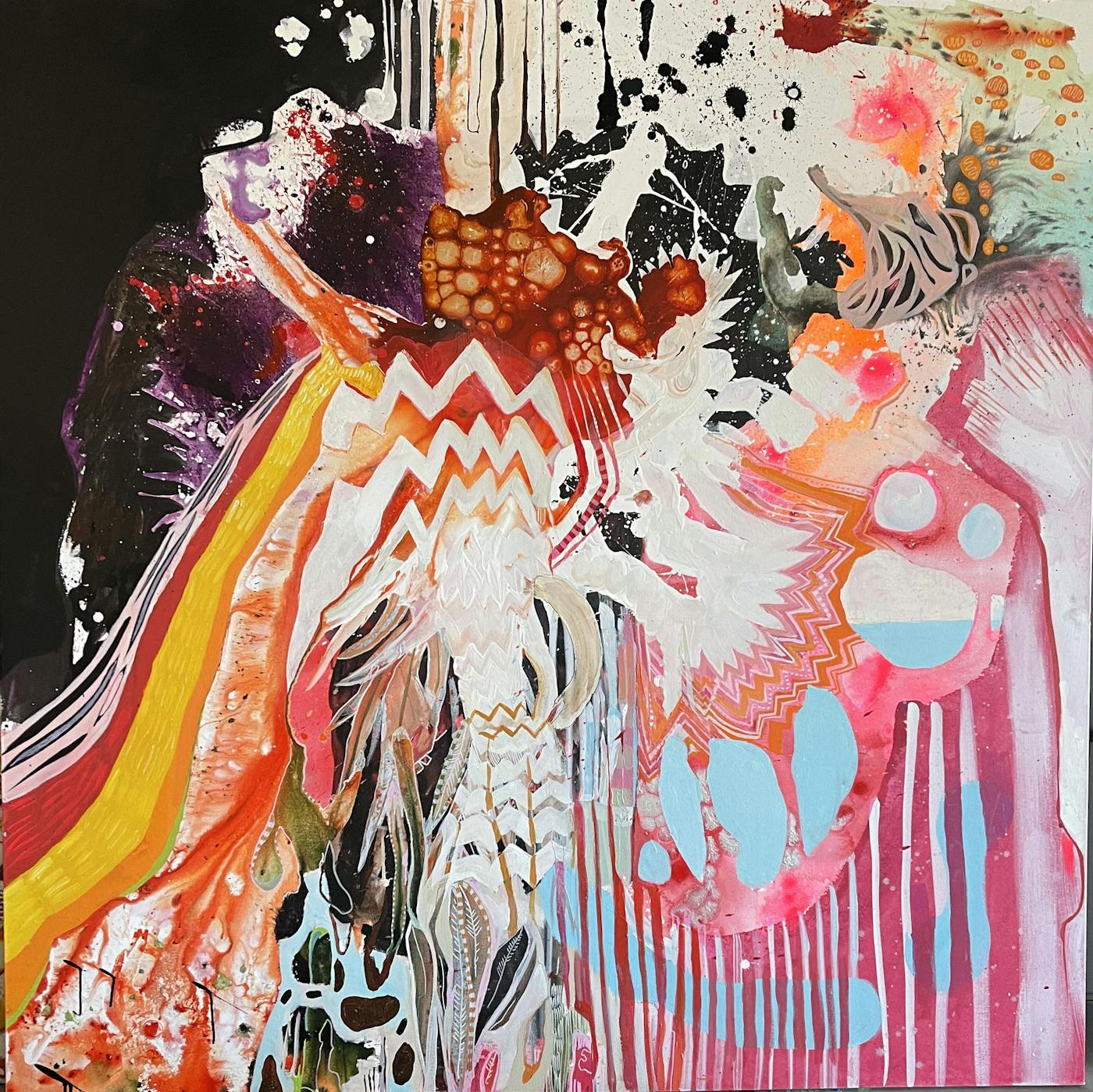 The Golden Ship | Acrylic, Oil and Ink on Canvas | 60 x 60 inches | 2023