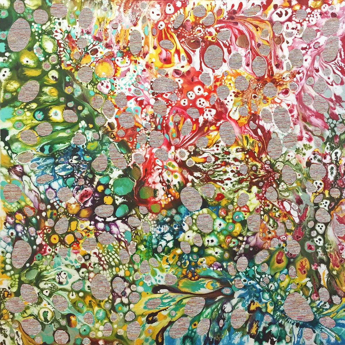 Cosmic Nostalgia 3 | Oil and mixed media on canvas | 84 x 84 inches | 2015