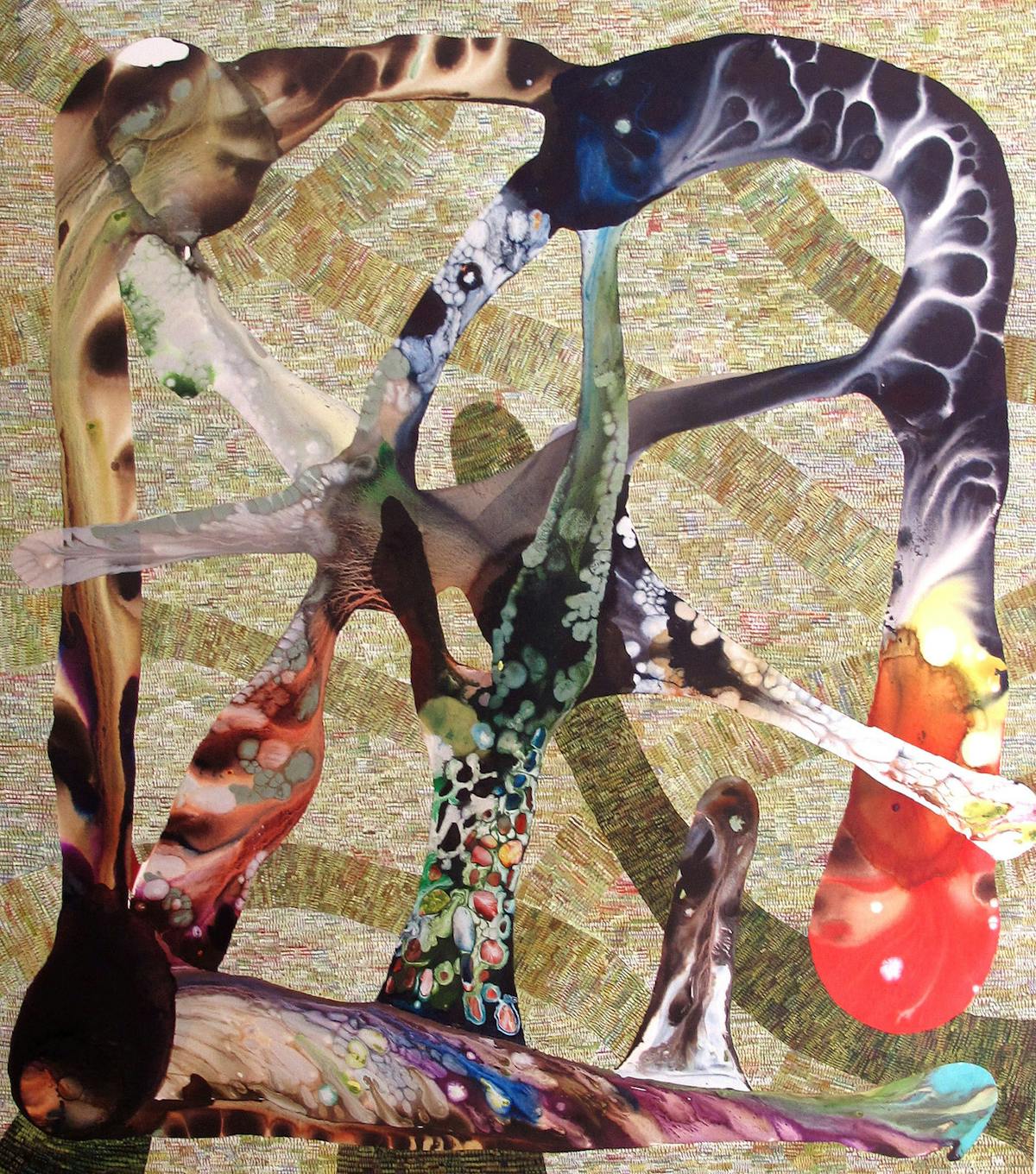 Crossroads: Instinct/Intellect | Oil and mixed media on canvas | 96 x 84 inches | 2010