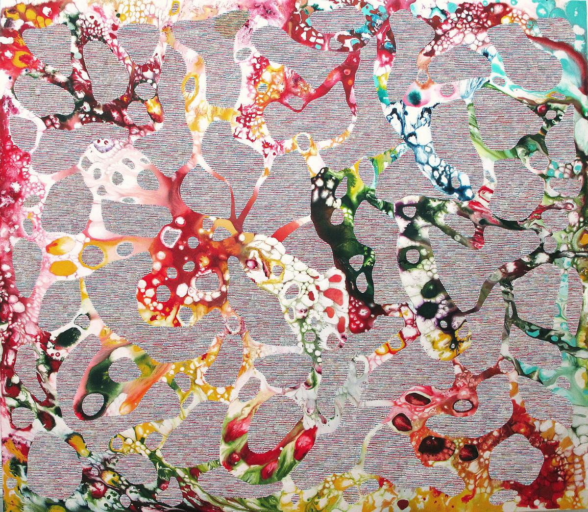 Collective Harmonies | Oil and mixed media on canvas | 96 x 84 inches | 2013