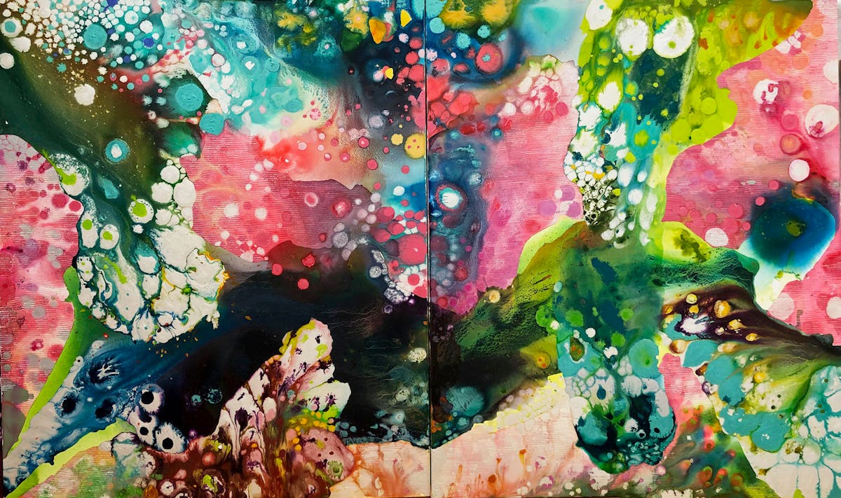 The Joy Fields 3 (Diptych) | Oil and mixed media on canvas | 120 x 72 inches | 2019