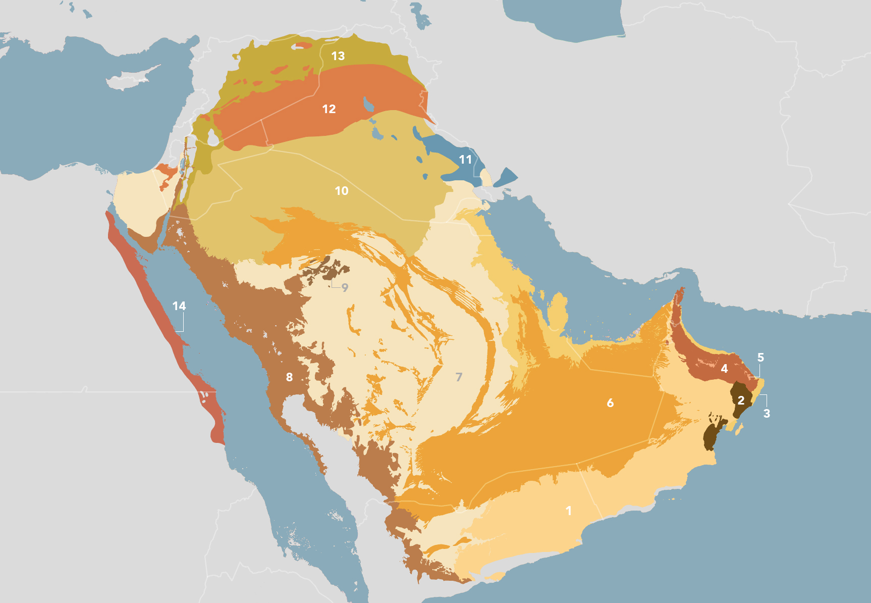 arabian peninsula desert map