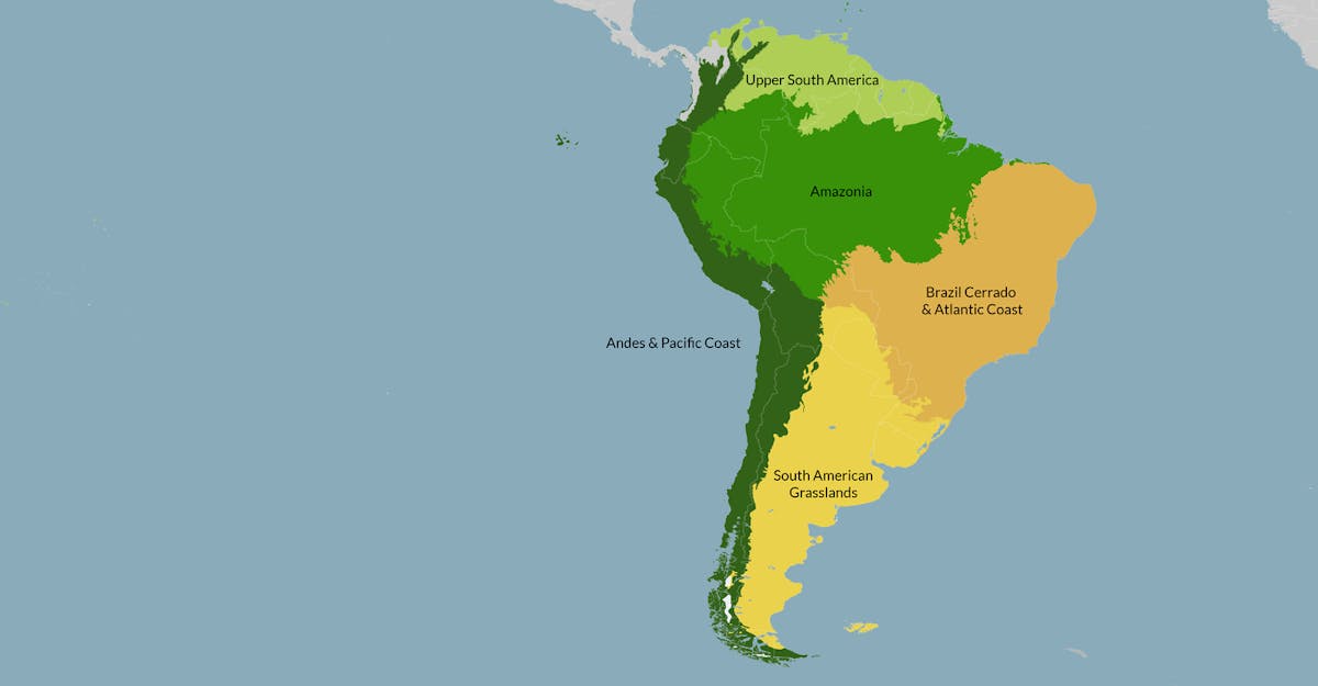 Map of South America, The Americas