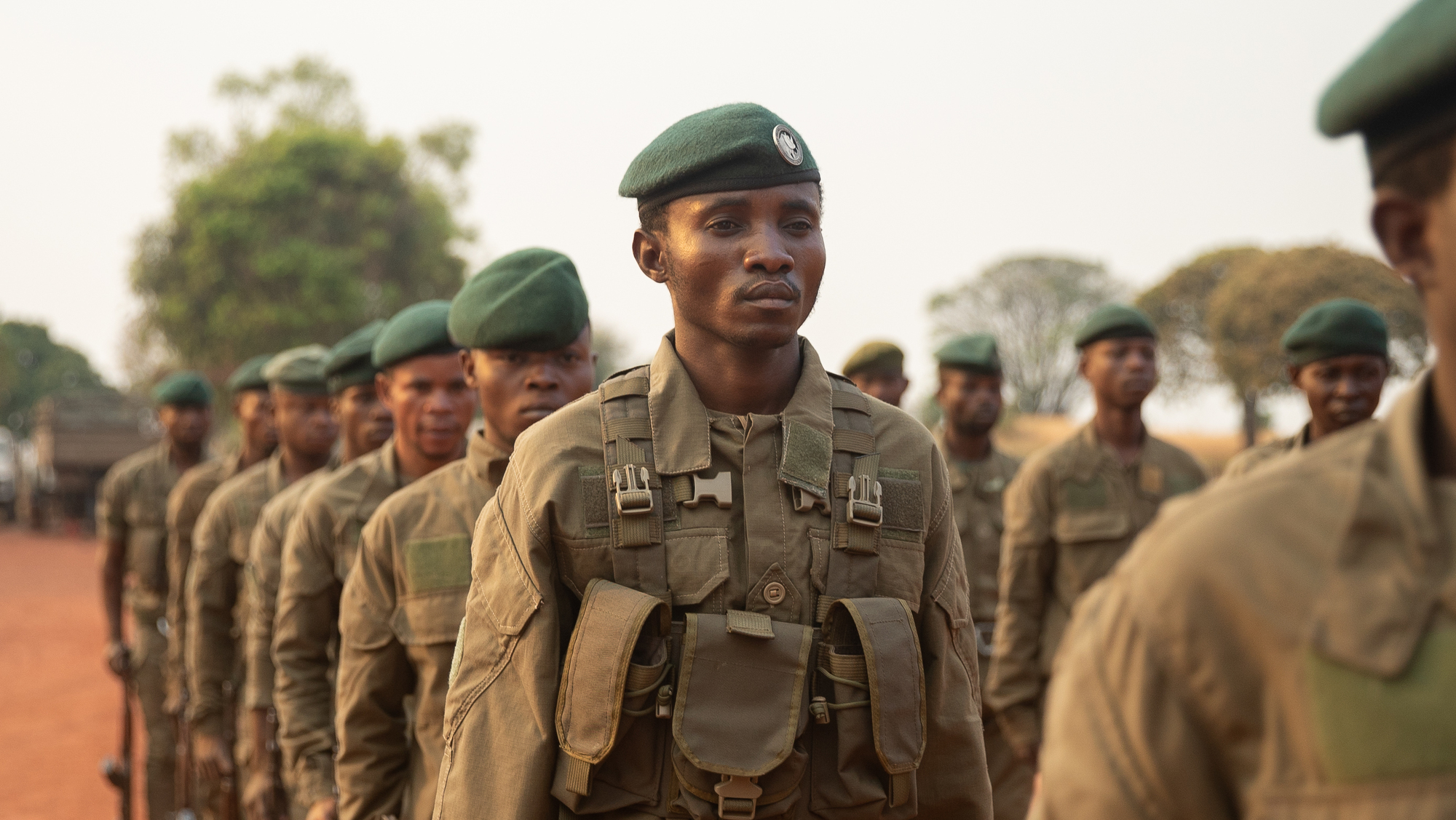 Africa - Rangers during parade at Lusinga HQ - Upemba National Park.