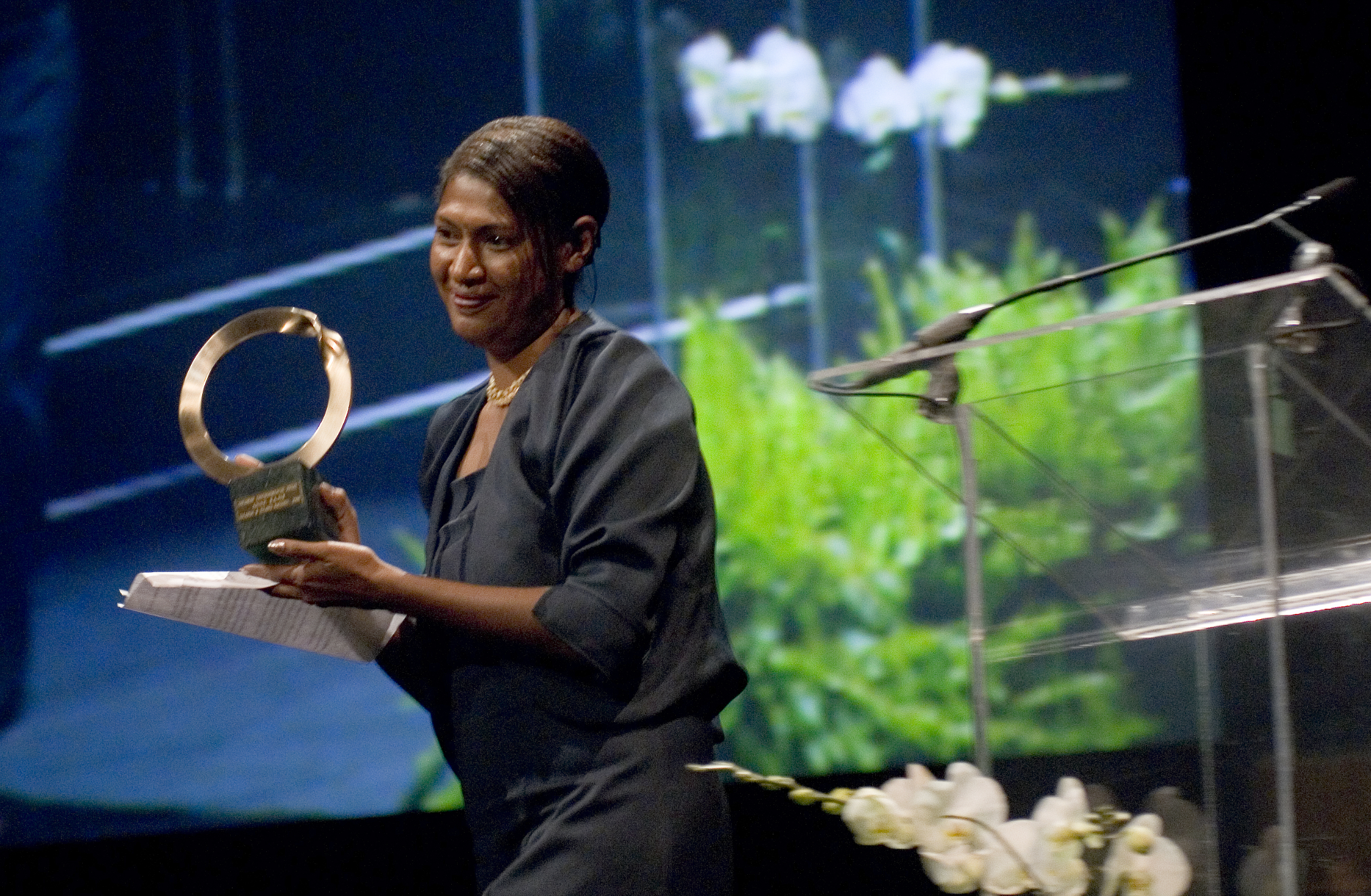 Papua New Guinea attorney Anne Kajir wins a lawsuit against a global timber company that must pay back Indigenous landowners. Image credit: Courtesy of Goldman Prize
