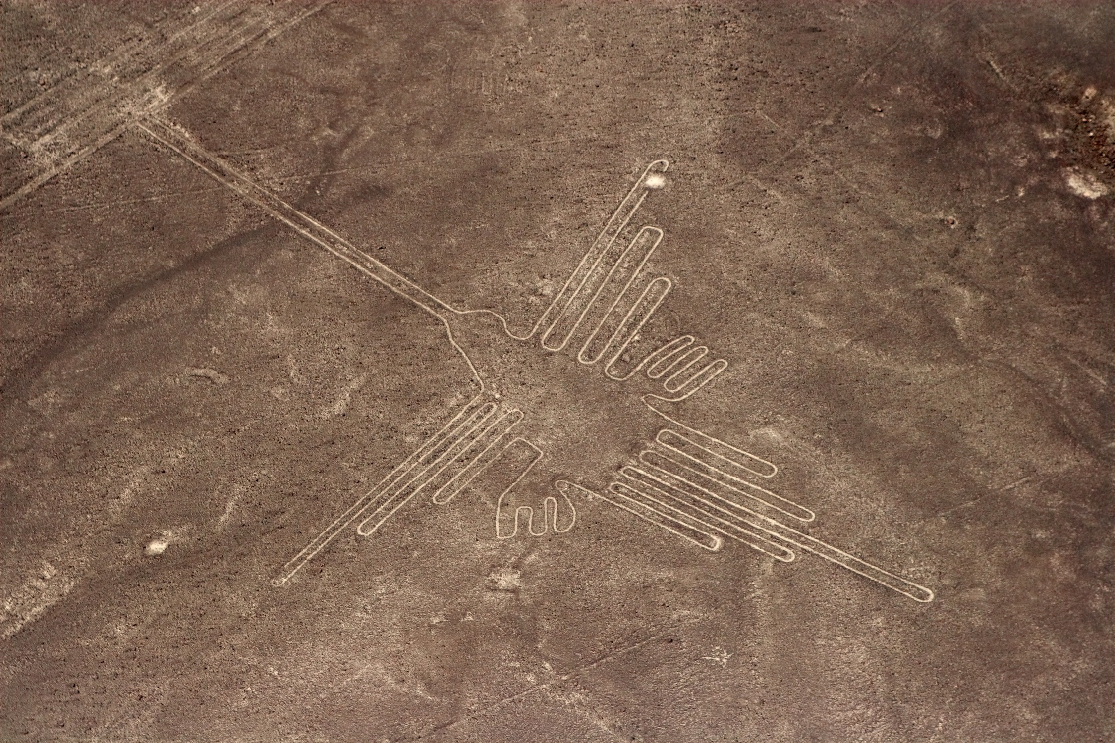 Aerial view of the hummingbird geoglyph Nazca lines in Peru. Image credit: © King Ho Yim, Dreamstime
