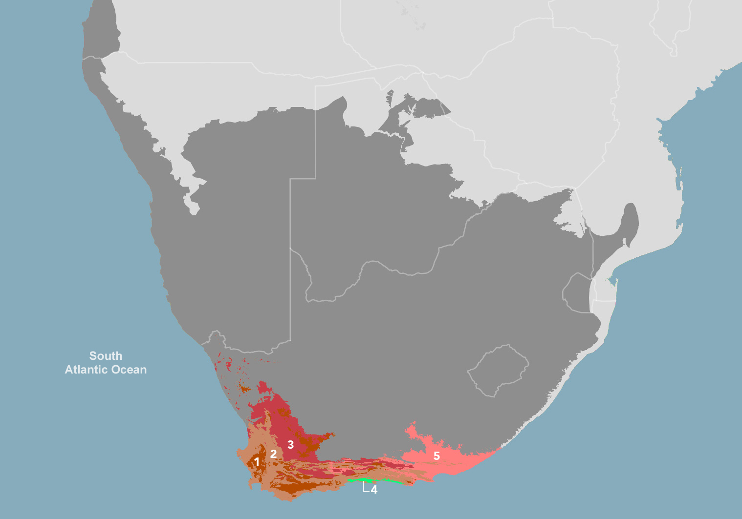 south african maps with mountains