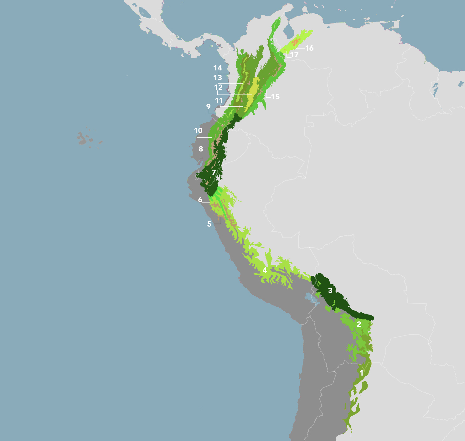 cordillera de los andes map