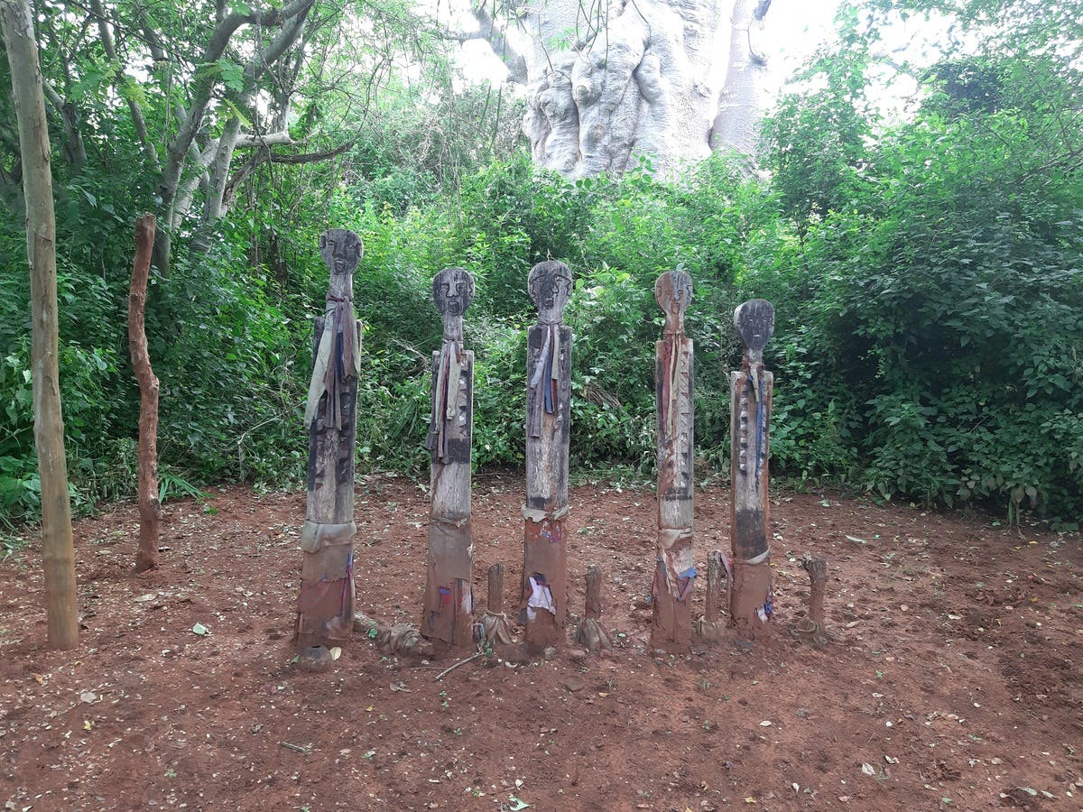 A Vigango shrine inside the Kaya Kauma forest.