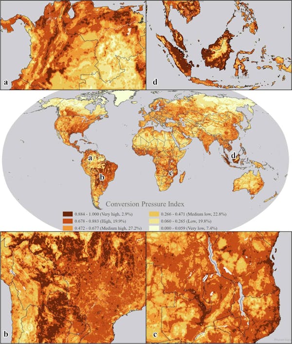 Mapping global land conversion pressure to support conservation planning