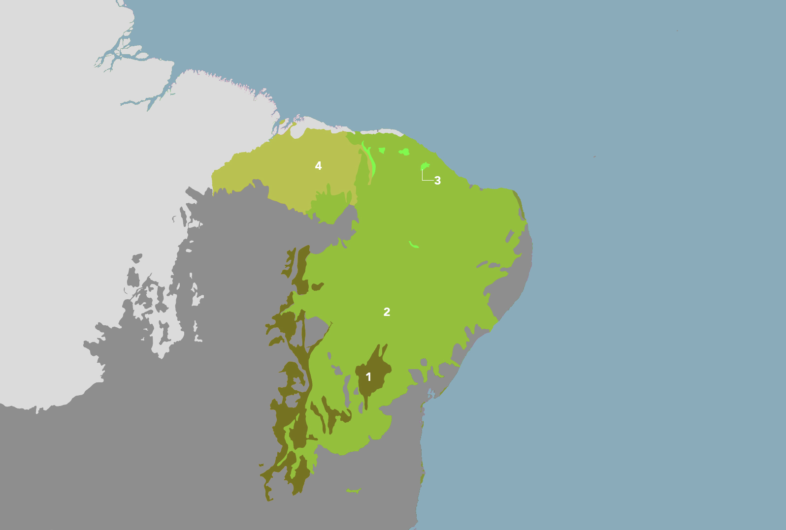 Location of the Atlantic Forests Global 200 Ecoregion in South