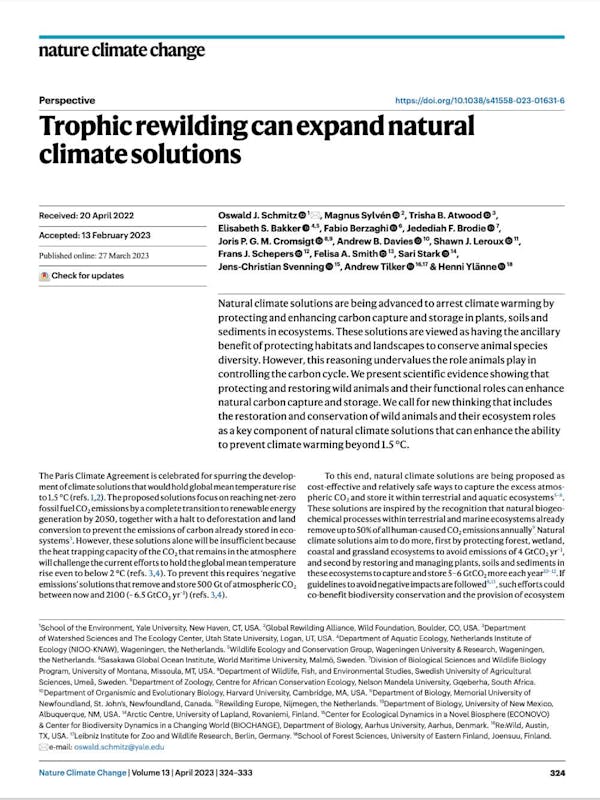 Trophic rewilding can expand natural climate solutions