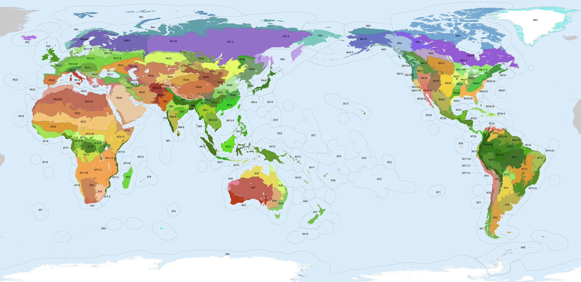 The Bioregions Framework (2023) is a new map of the Earth created by intersecting biomes with large-scale geological structures and ecoregional groupings to delineate 185 discrete bioregions.