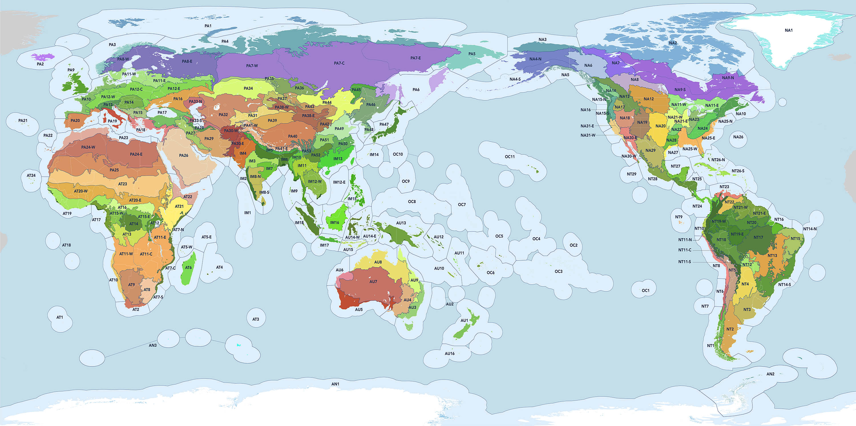The One Earth Bioregions Framework is a new map of the Earth created by intersecting biomes with large-scale geological structures and ecoregional groupings to delineate 185 discrete bioregions.