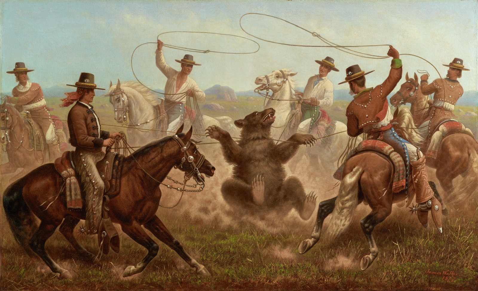 The sport of roping California grizzly bears is dramatically illustrated in James Walker’s 1877 Cowboys Roping a Bear. Courtesy of the Fred E. Gates Collection, 1955.87. Image Credit. Courtesy of The Denver Art Museum.