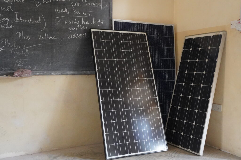 Some of the solar panels in the Barefoot Women’s training hall. Courtesy of Abdul Brima