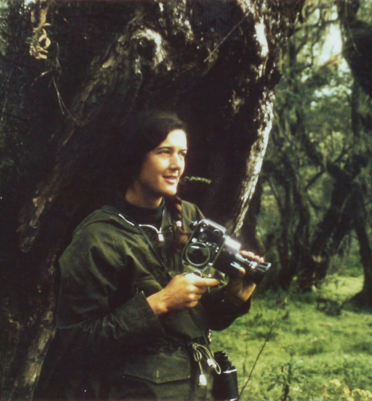 Dian Fossey holding her camera. Image credit: Courtesy of Dian Fossey Gorilla Fund