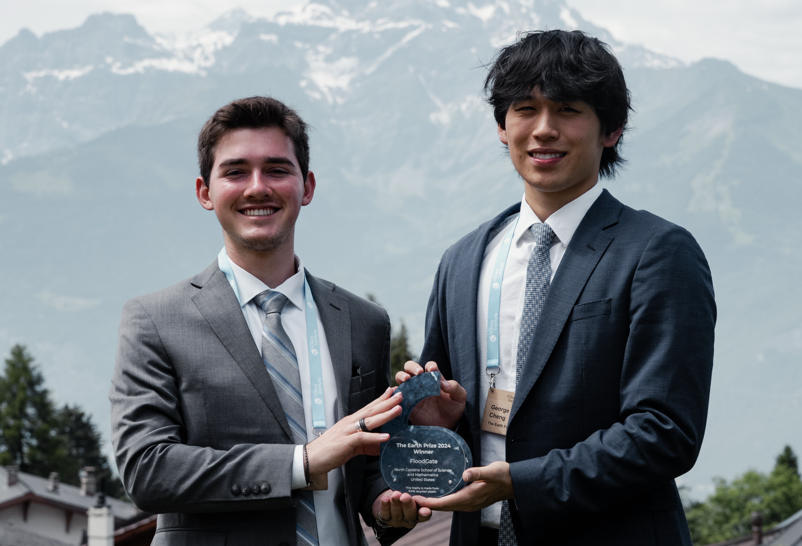 Two of the four members of the winning Team FloodGate: George Cheng and Reichen Schaller. Image Credit: The Earth Prize.