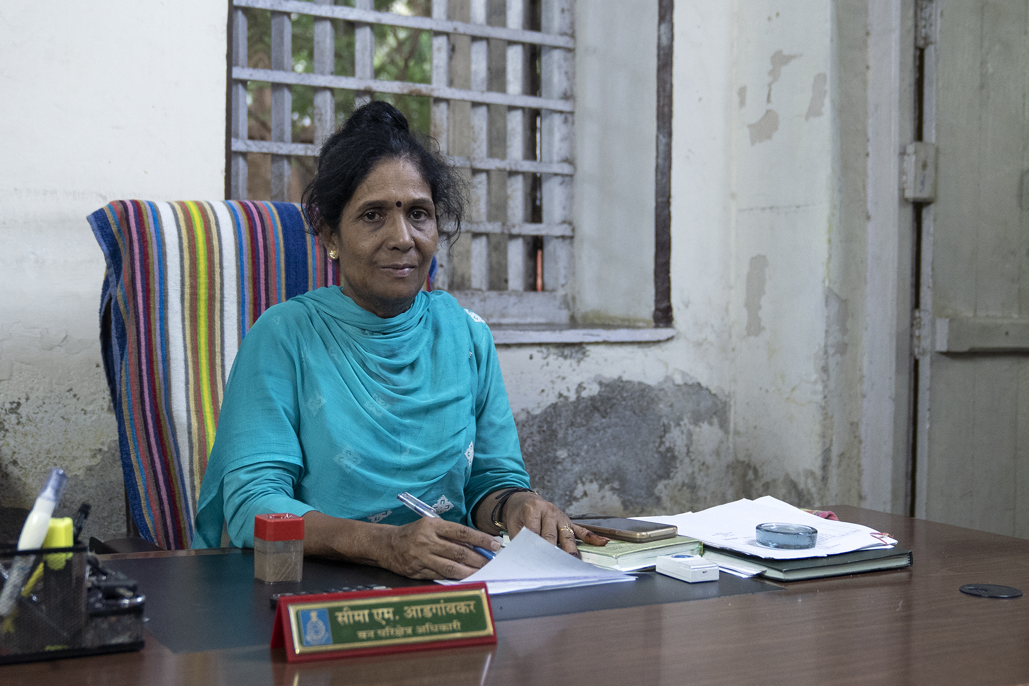 Seema Adgaonkar at Thane Forest Department’s office in Thane, Maharashtra. She is a Range Forest Officer with the Mumbai Mangrove Conservation Unit under the state’s Mangrove Cell. Image credit: Courtesy of Kartik Chandramouli