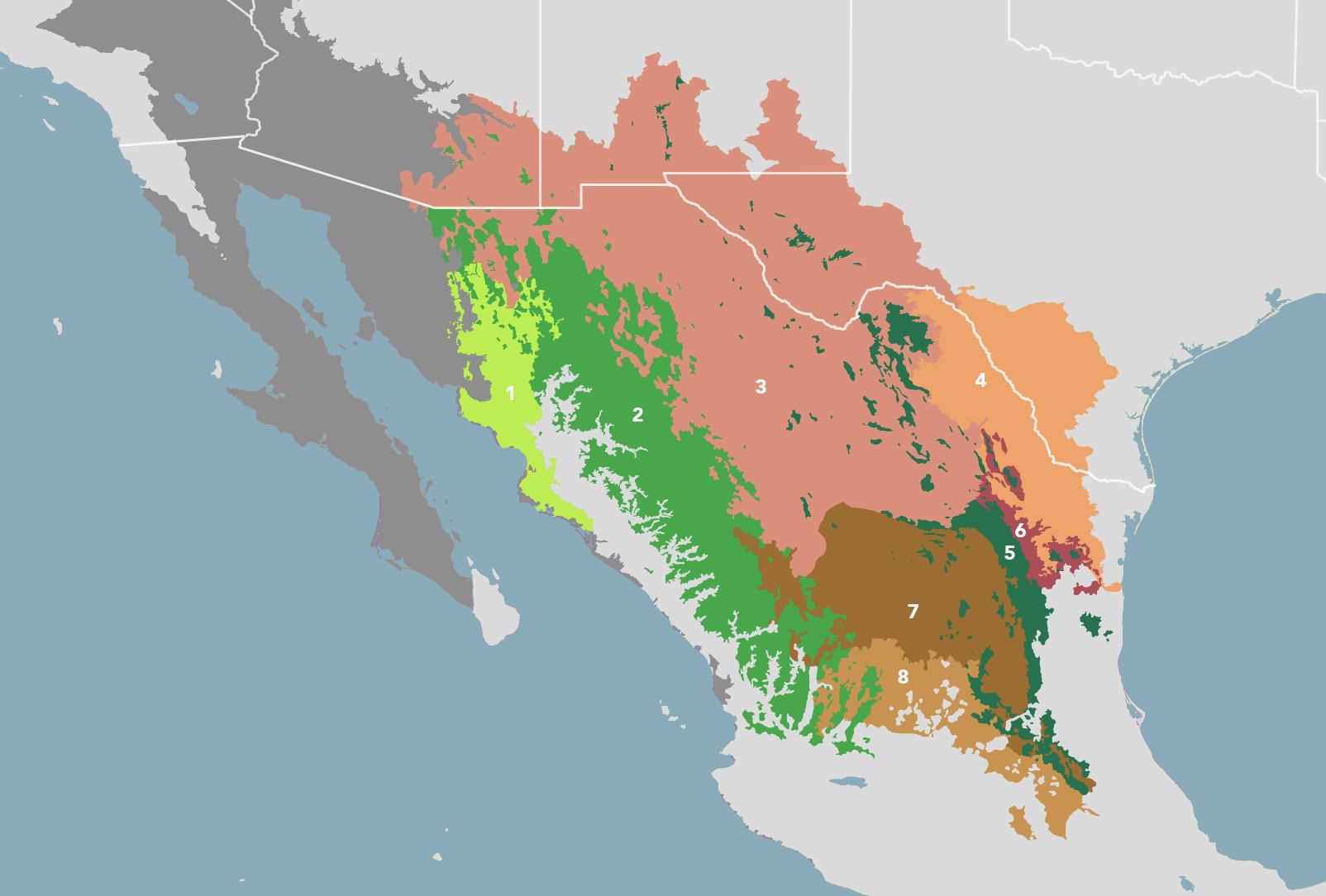 sierra madre desert on map