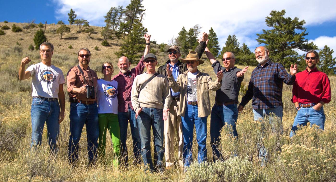 Project Coyote Science Advisory Board members convene in Yellowstone National Park to strategize on carnivore conservation and rewilding the Northern Rockies. (alt. caption if we want to mention the late great Michael Soulé: Project Coyote Science Advisory Board members convene in Yellowstone National Park to strategize on carnivore conservation and rewilding the Northern Rockies- including the late Dr. Michael Soulé ~ considered the father of conservation biology. Image credit: Courtesy of Caroline Kraus