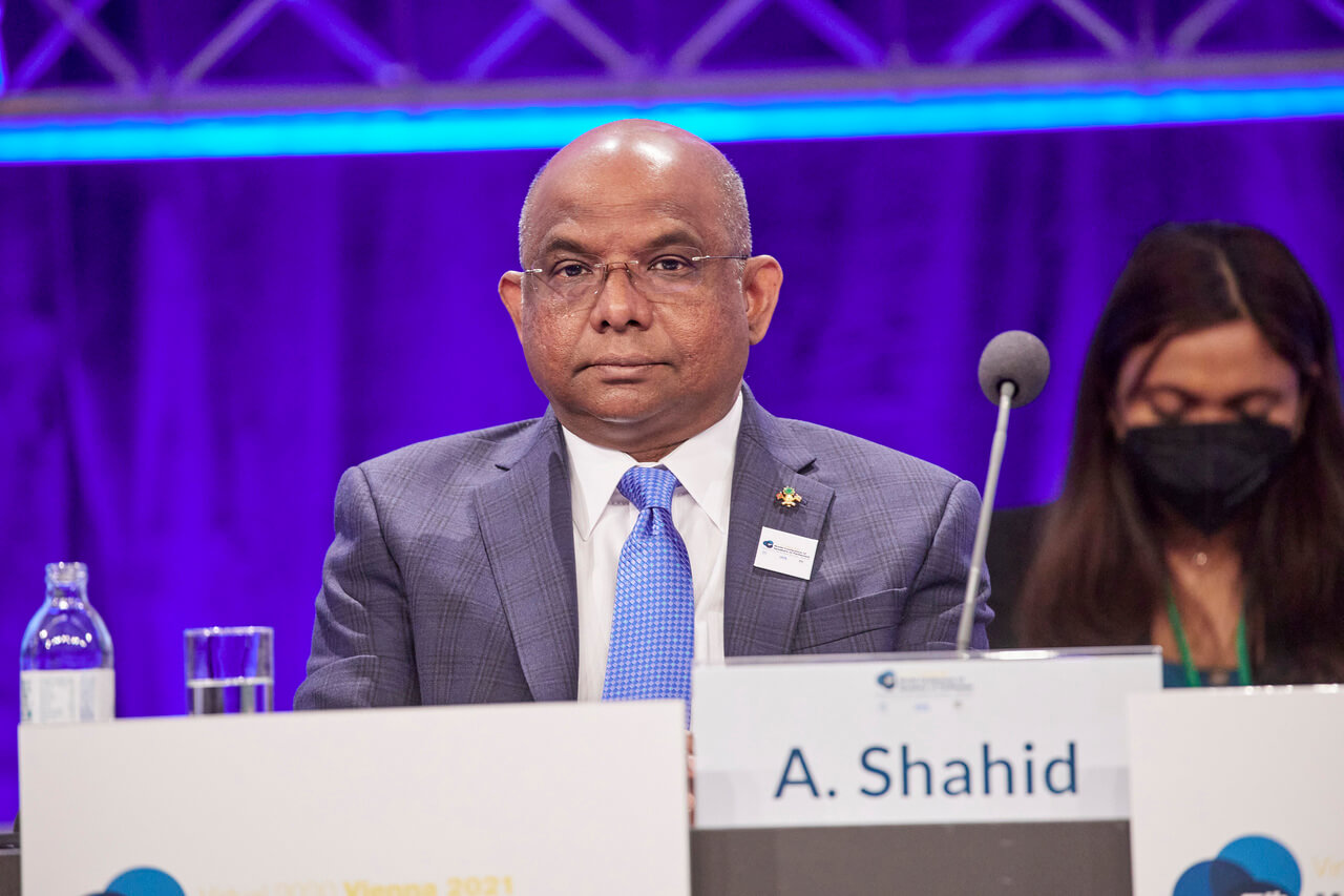H.E. Mr. Abdulla Shahid, President of the UN General Assembly - Inaugural session of the 5WCSP. Image credit: Courtesy of Inter-Parliamentary Union