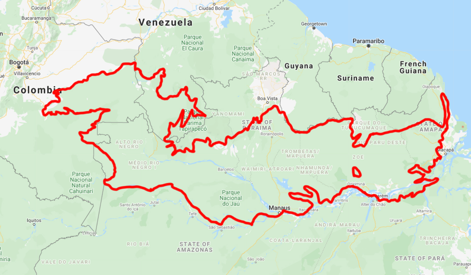 Outline of the Northern Amazonian Forests bioregion