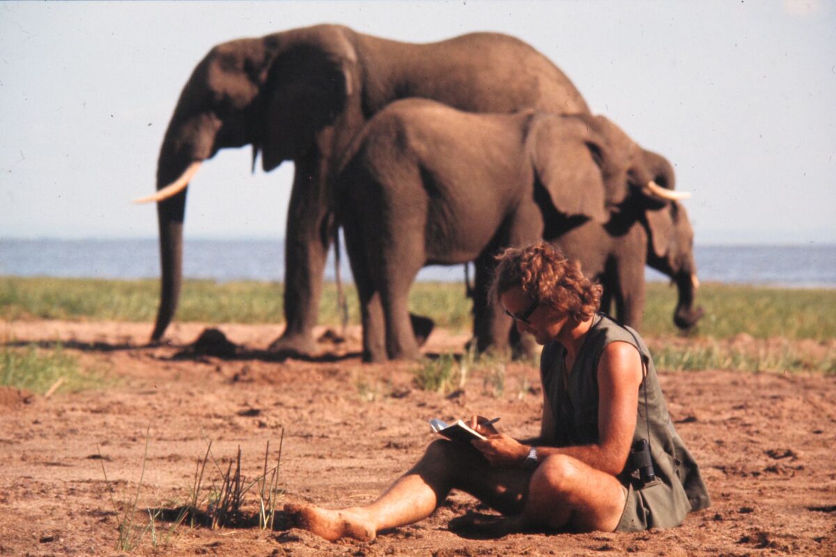 Dr. Iain Douglas-Hamilton during his early years of field research, where he lived alongside elephants and documented their social lives through long-term observation. Image Credit: Save The Elephants.