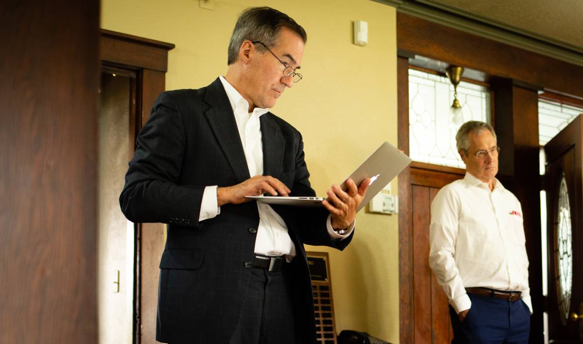 Earthjustice attorney Tim Preso after the hearing at the Russell Smith Courthouse in Missoula, Mont., on Aug. 30, 2018. The hearing would decide whether or not Grizzly bears would be delisted from the Endangered Species Act. If the hearing went against the bears, hunting seasons would open in Wyoming two days later. After the judge did not rule from the bench the group moved quickly to file a temporary restraining order that would protect the bears. They were successful with the order and later successful with the case, protecting the bears. Image credit: Courtesy of Chris Jordan-Bloch, Earthjustice