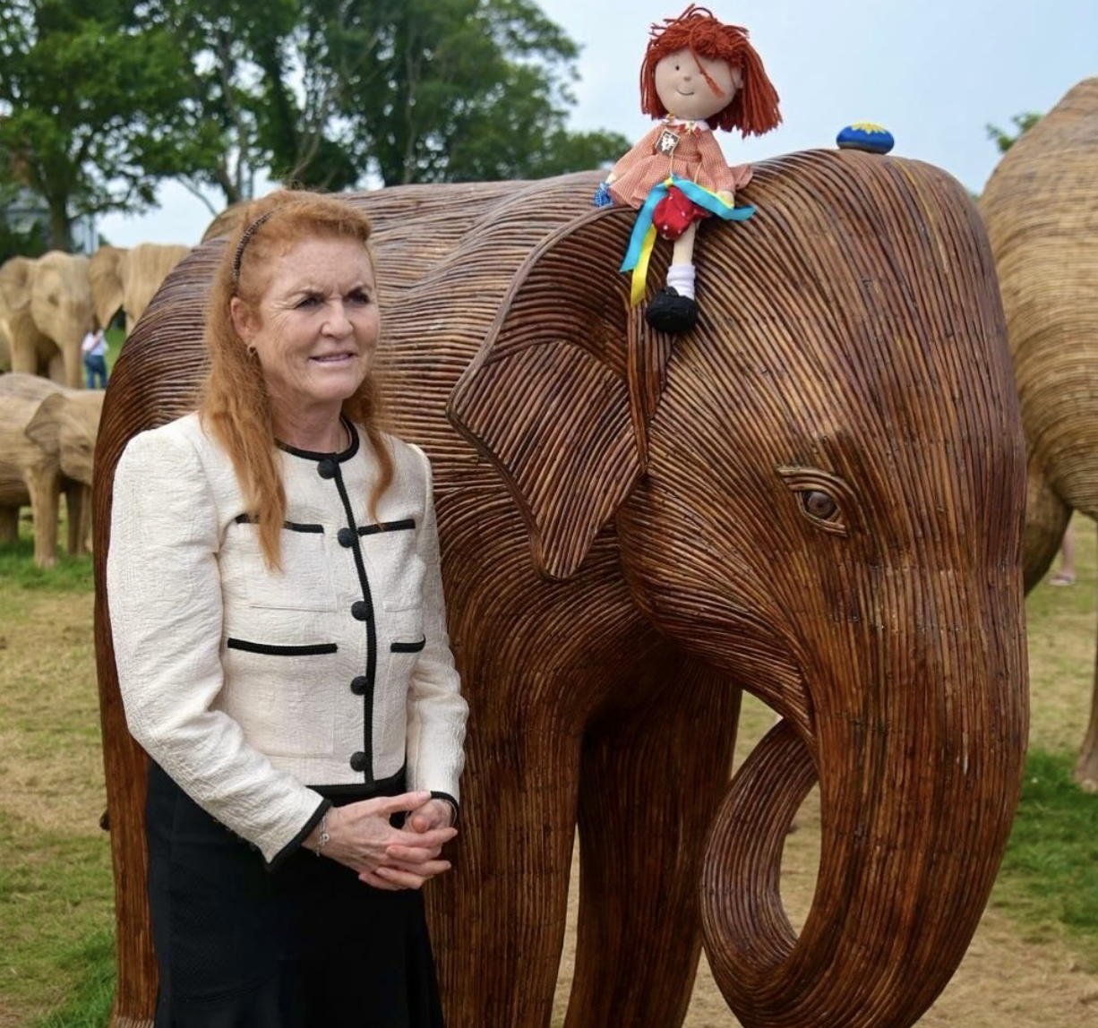 Matriarch Sarah Ferguson, Duchess of York, with her elephant, Mayflower, named after a tree that blooms with beautiful red flowers across the Nilgiri Hills. Image Credit: The Great Elephant Migration, Instagram.