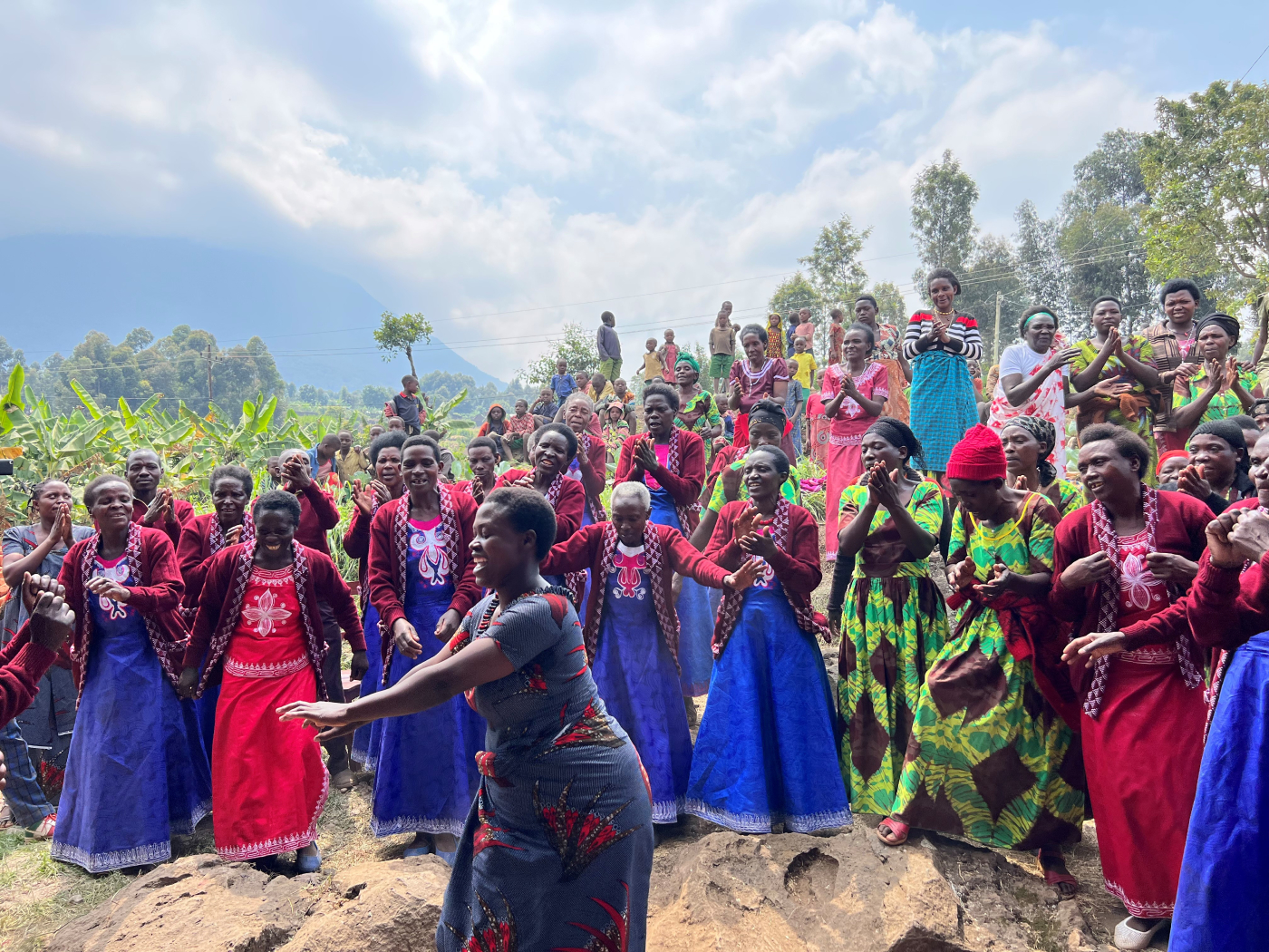 Celebration in late July with the women-led cooperative Imbereheza Gahunga in Rwanda. Image credit: Courtesy of Katie Frohardt