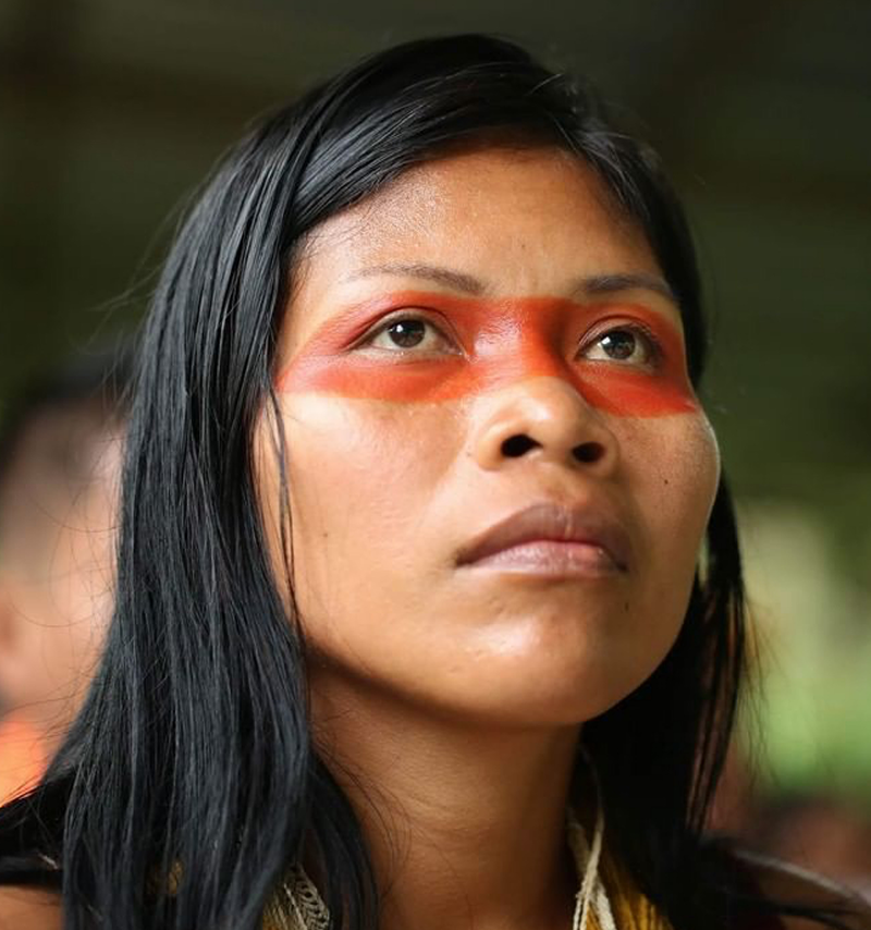 Nemonte Nenquimo, Indigenous activist and member of the Waorani nation from the Amazonian Region of Ecuador. Image credit: Courtesy of Amazon Frontlines