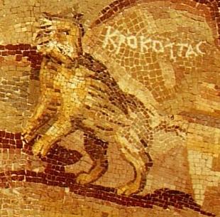 A striped hyena, as depicted on the Nile mosaic of Palestrina. Image Credit: Wolfgang Rieger, Wiki Commons. A striped hyena, as depicted on the Nile mosaic of Palestrina. Image Credit: Wolfgang Rieger, Wiki Commons.
