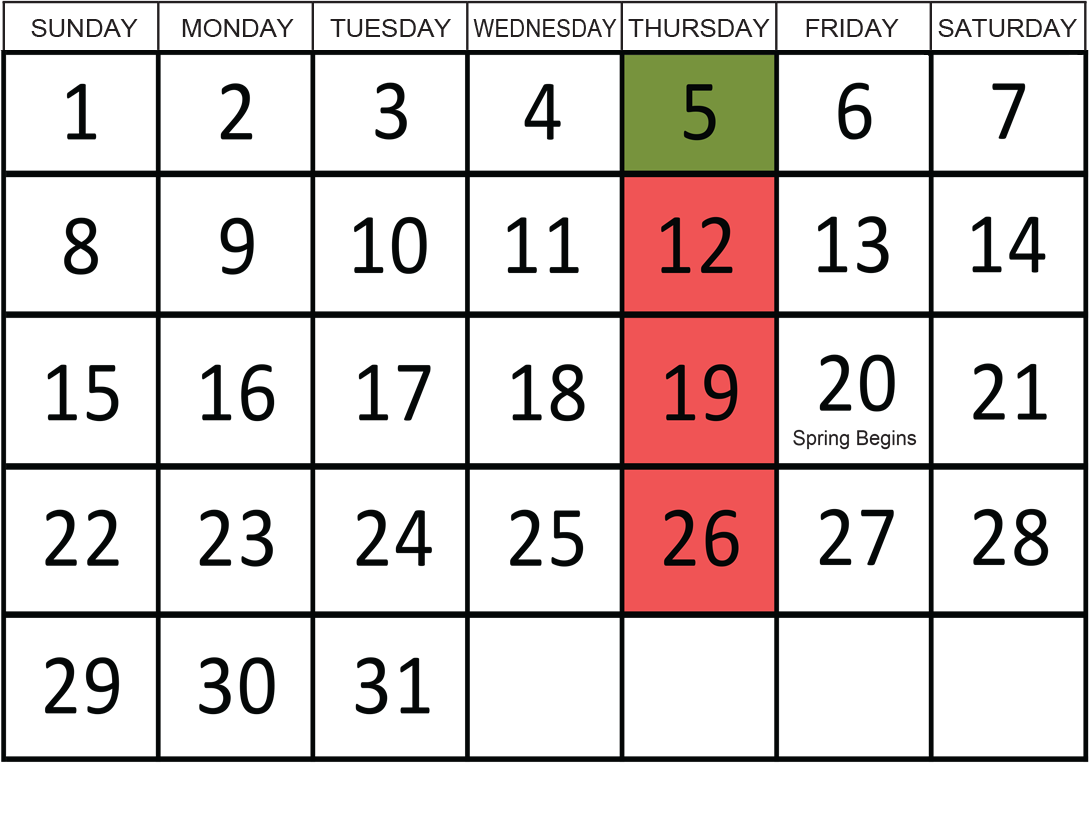 March 2026: Removals occur on the 5th.