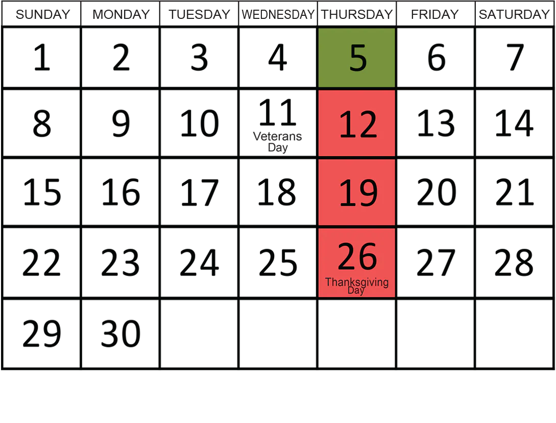 November 2026: Removals occur on the 5th.