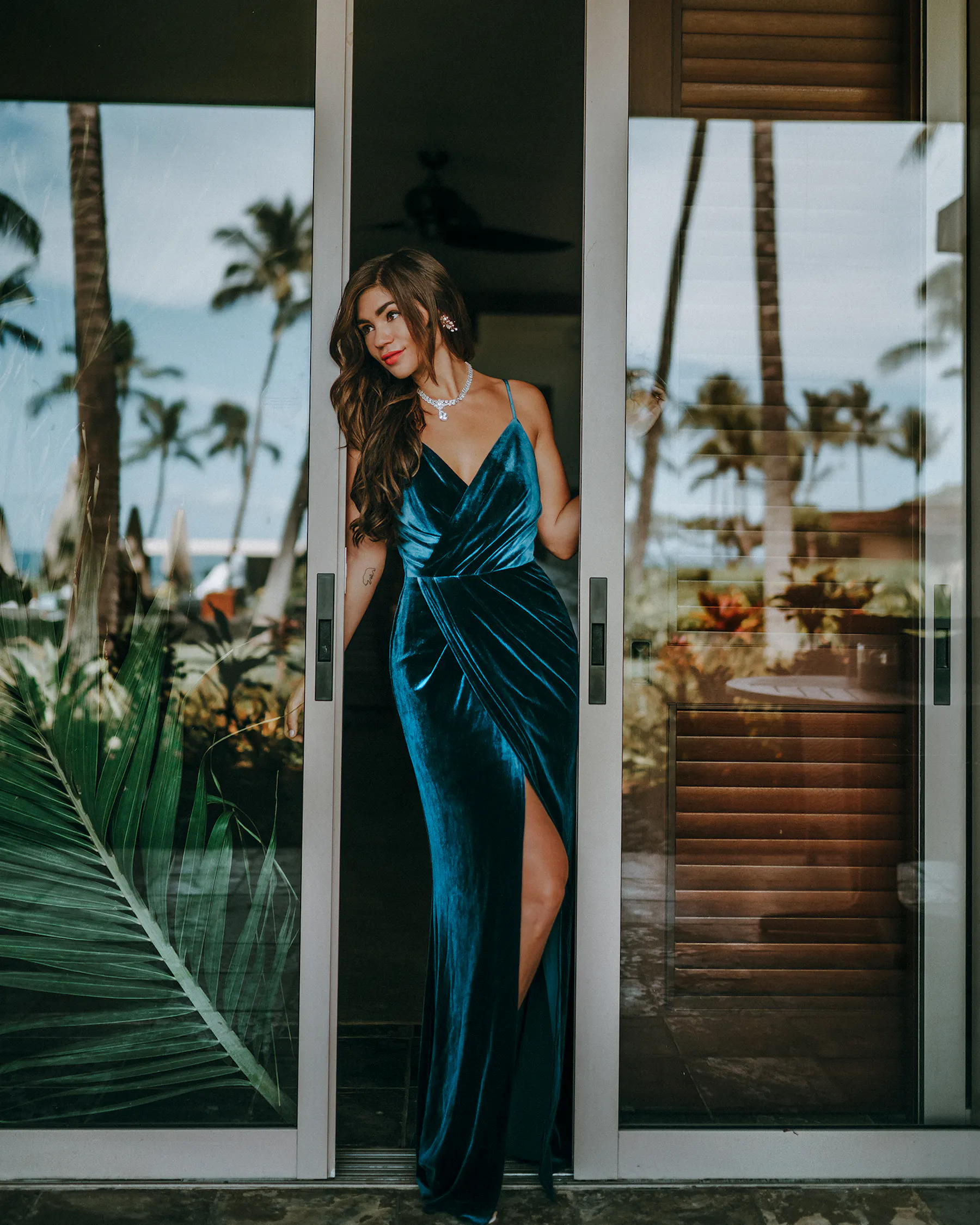 A Tropical Fall Affair dressed in David's Bridal