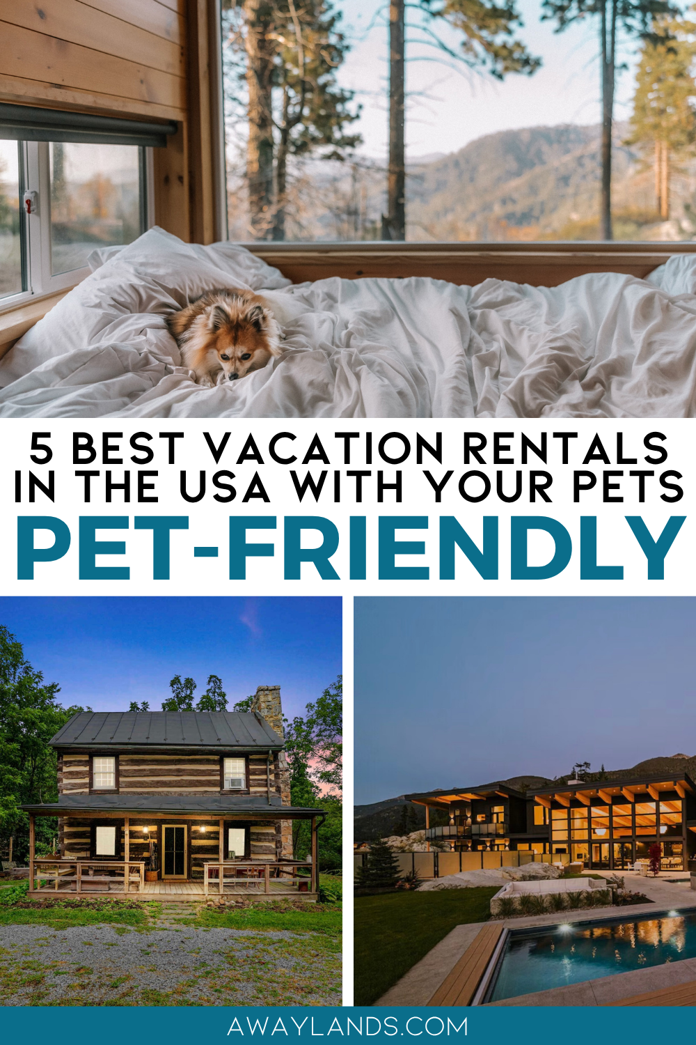 If you are planning your next adventure, we’ve rounded up five of the best pet-friendly vacation rentals across the USA. Each offers unique stays designed with both humans and pets in mind. Whether you want a cozy mountain cabin or a beach house by the ocean, these pet-friendly vacation rental providers make it easier to plan the perfect getaway. | pet friendly vacation destinations | best pet friendly vacations | pet friendly trips | pet friendly vacation ideas