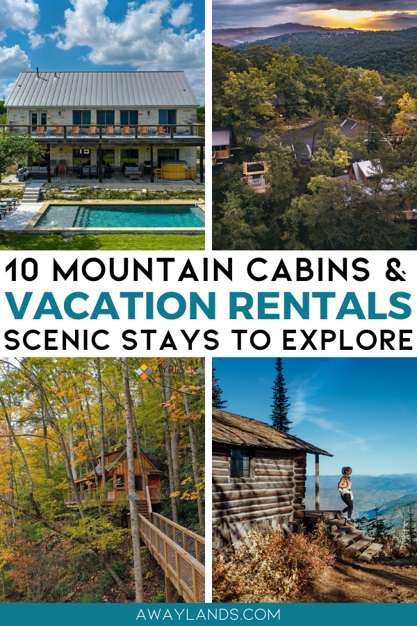 There’s nothing quite like retreating to the mountains for a relaxing vacation. Whether you’re looking for a cozy fireplace, a private deck with breathtaking views, or a secluded treehouse, these mountain vacation rentals provide privacy, comfort, and unforgettable experiences. If you want the best cabin rentals in the US, you've come to the right place. | mountain cabin rentals | mountain vacation | mountain vacation homes | best cabin rental websites | best mountain cabin rentals