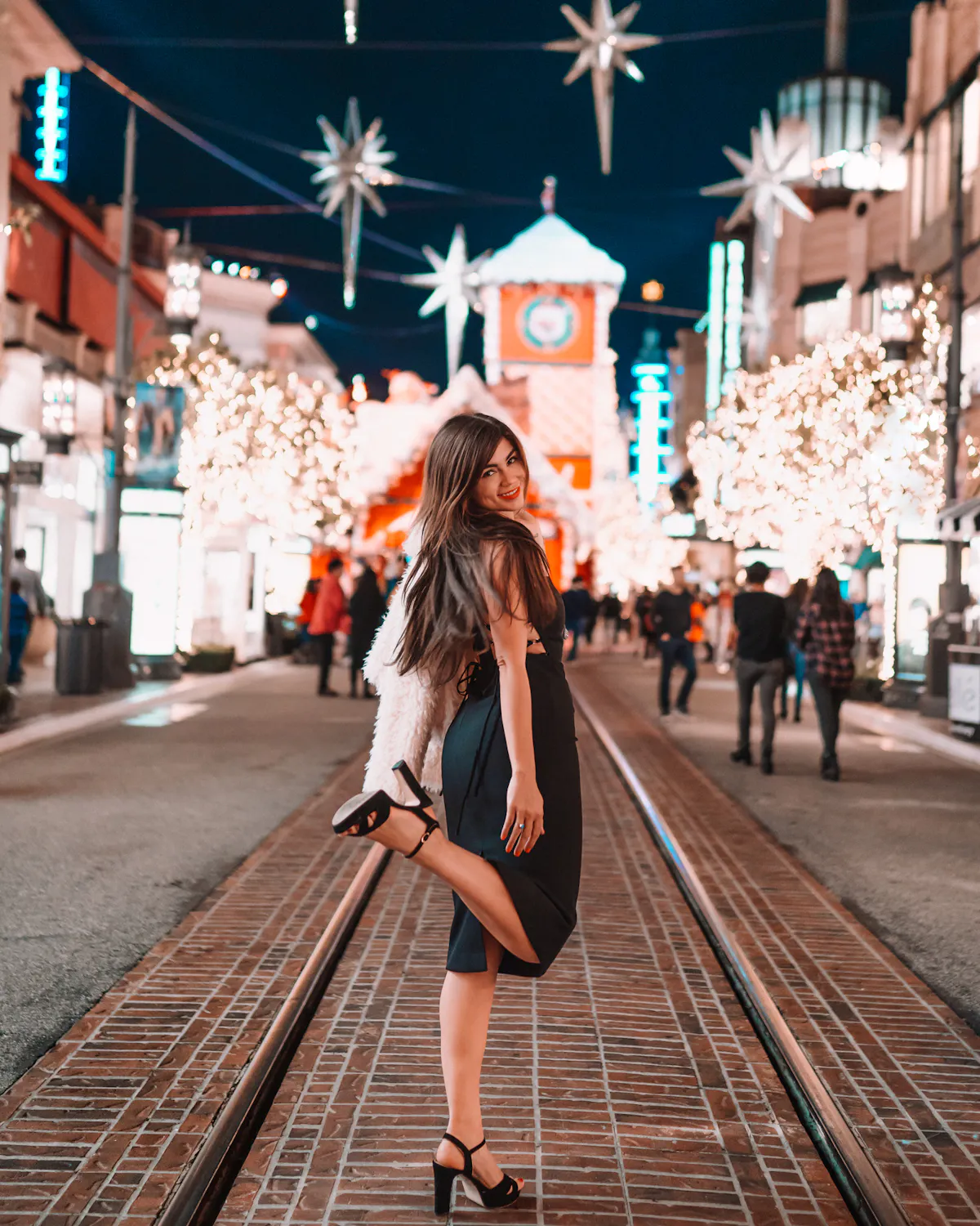 city streets christmas dresses in Los Angeles! Holiday Looks from BCBGMAXAZRIA at Macy's swatch-test