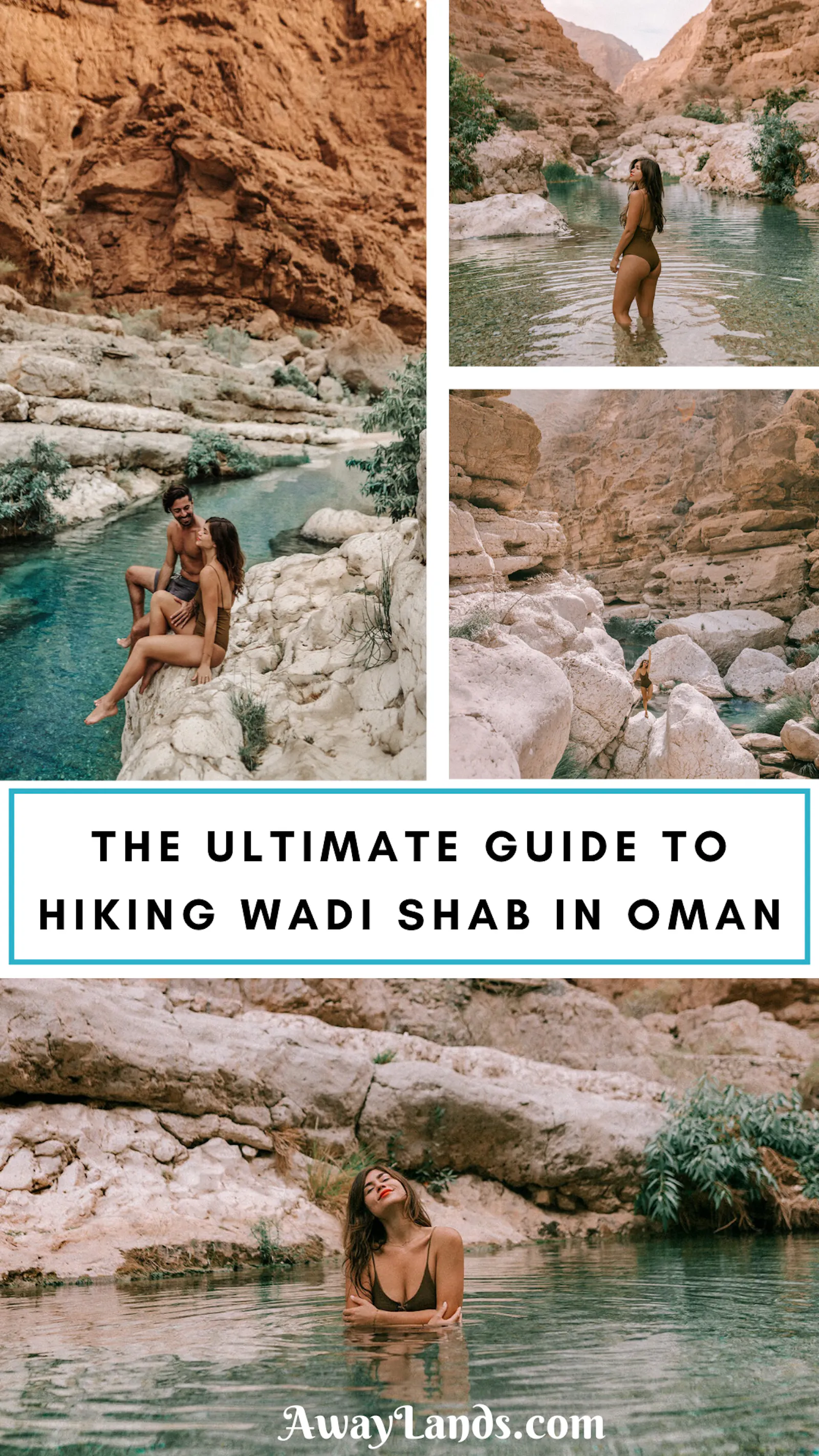 For an adventure in Oman, hike into Wadi Shab. Click here for the ultimate guide to the best hike in Oman! #oman #middleeast #travel | Oman Wadi Shab | Wadi Shab in Oman | Wadi Shab Oman hike | Oman things to do in | Oman photography | Oman travel outfits | Oman travel woman | Oman travel destinations | Oman travel guide | Oman travel adventure | tips for travel to Oman | best places to travel in the Middle East | Oman travel tips | Oman travel photography | Middle East travel tips