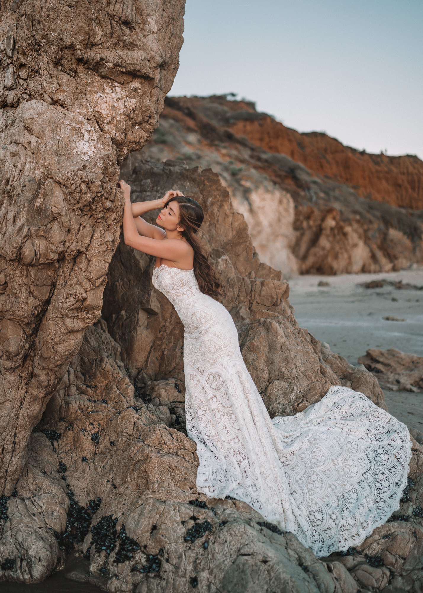 Bride Practice Sunset Wedding Shoot With Bhldn At El Matador Beach