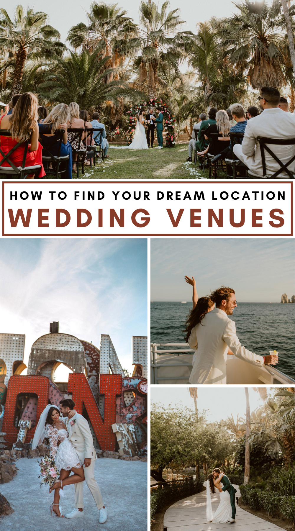 Whether you’re dreaming of a tropical paradise, a quirky museum, a windswept cliffside, and deciding on a destination versus a local wedding, deciding on the perfect spot to get married is no small task. Here are tips for how to choose your wedding venue – without losing your mind. | how to choose a wedding venue tips | how to decide where to get married | wedding venue planning checklist | wedding venue planning guide