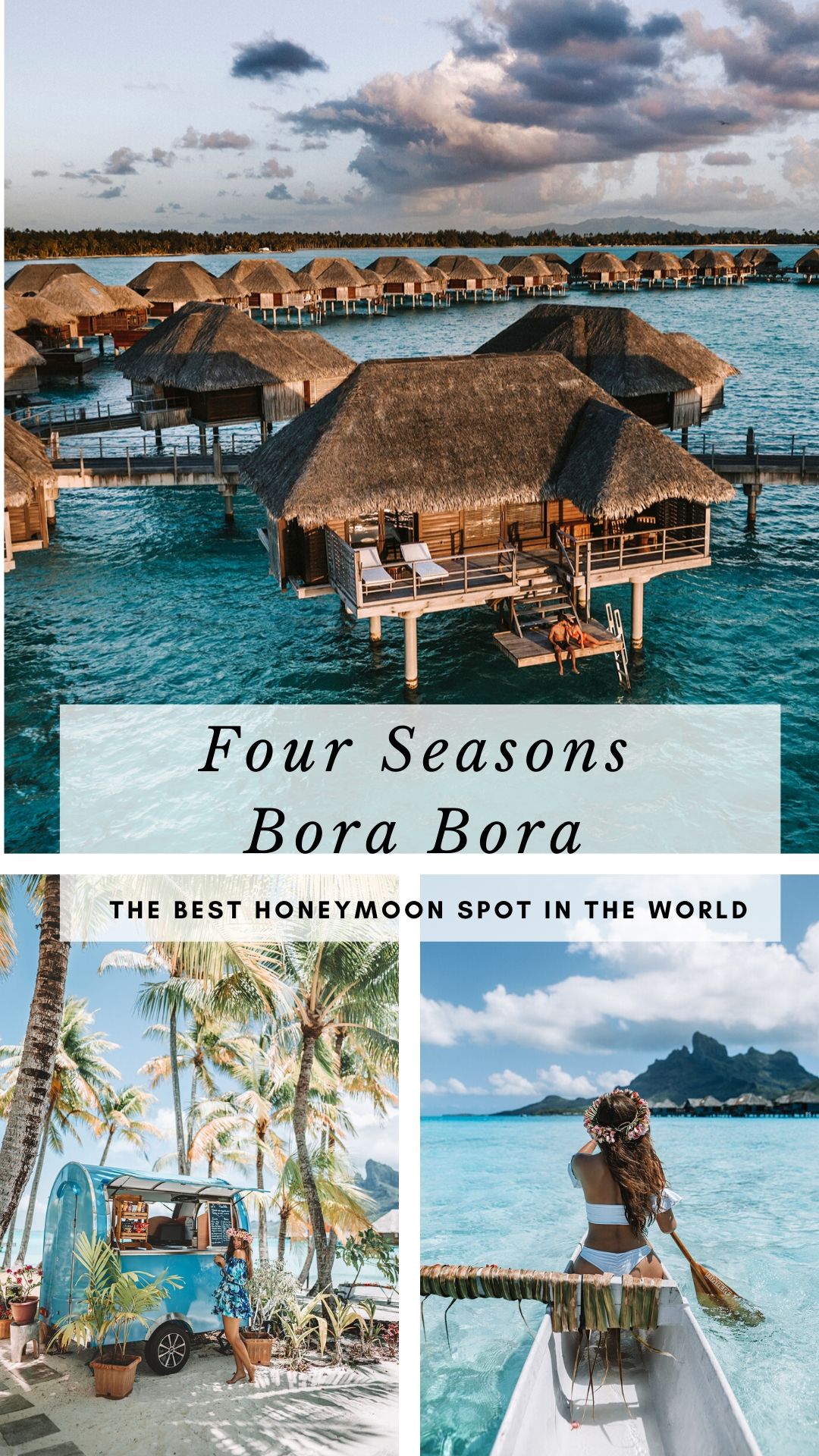 Four Seasons Bora Bora Resort is the perfect spot for a honeymoon in Bora Bora. Click here for the full guide to Four Seasons Bora Bora! #borabora #honeymoon #bucketlist #travel | Bora Bora honeymoon bungalows | Bora Bora honeymoon romantic getaways | Bora Bora honeymoon pictures | Bora Bora honeymoon resorts | Bora Bora honeymoon things to do in | Bora Bora honeymoon couple | Bora Bora honeymoon Four Seasons | Bora Bora honeymoon bungalows glass floor | Bora Bora bungalow Four Seasons interior
